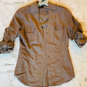 EXPRESS Taupe Button Down Top